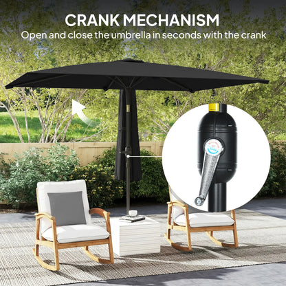 6.4 x 9.7ft Rectangle Aluminum Tilt Patio Umbrella, With Crank, Black Offset Cantilever Umbrellas at Gallery Canada