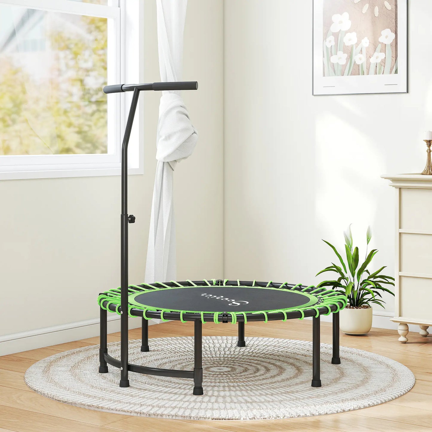 45" Foldable Mini Trampoline, Adjustable Handle, Fitness Exercise Rebounder Trampolines at Gallery Canada