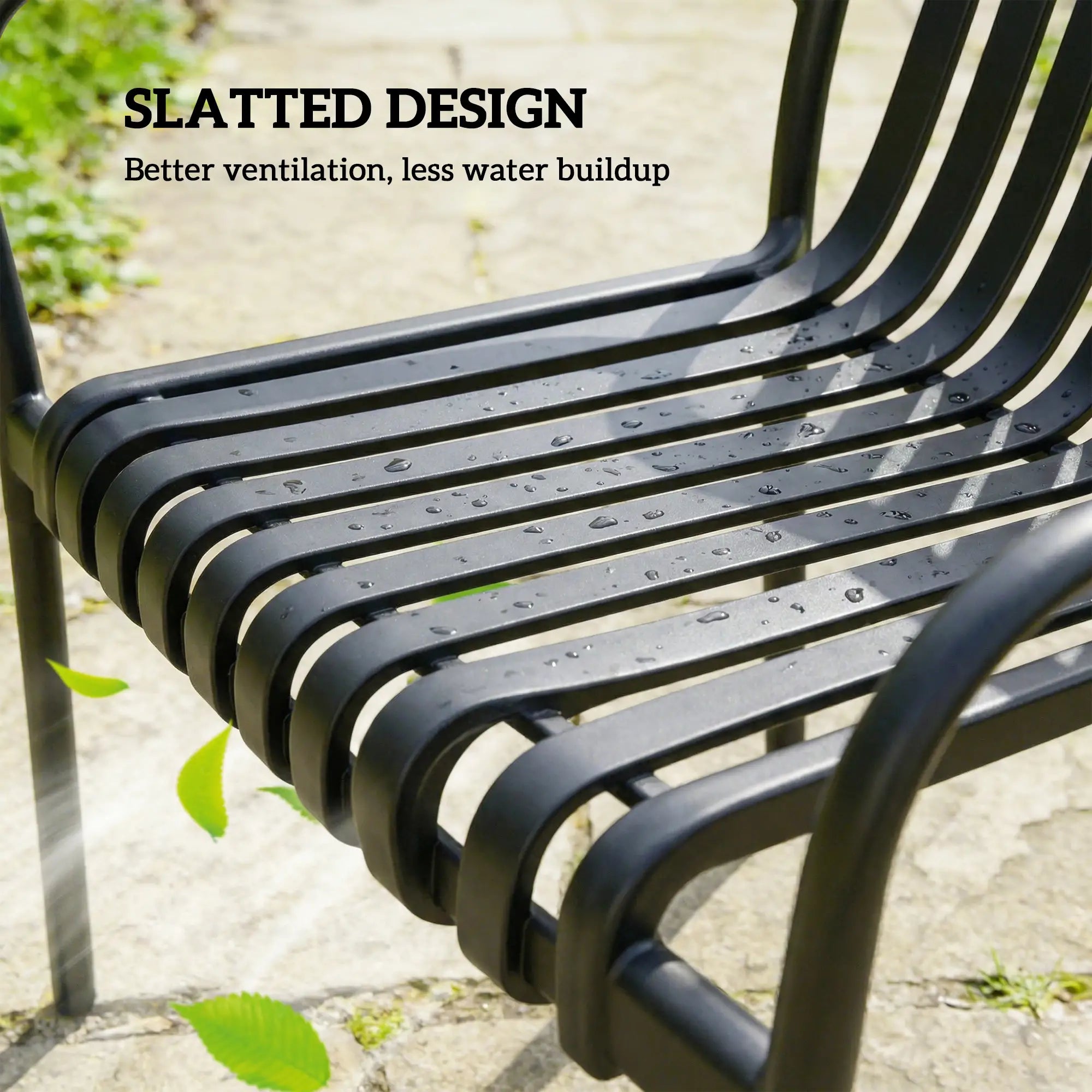 Stackable Patio Chairs Set of 4, Outdoor Dining, Black Patio Chairs at Gallery Canada