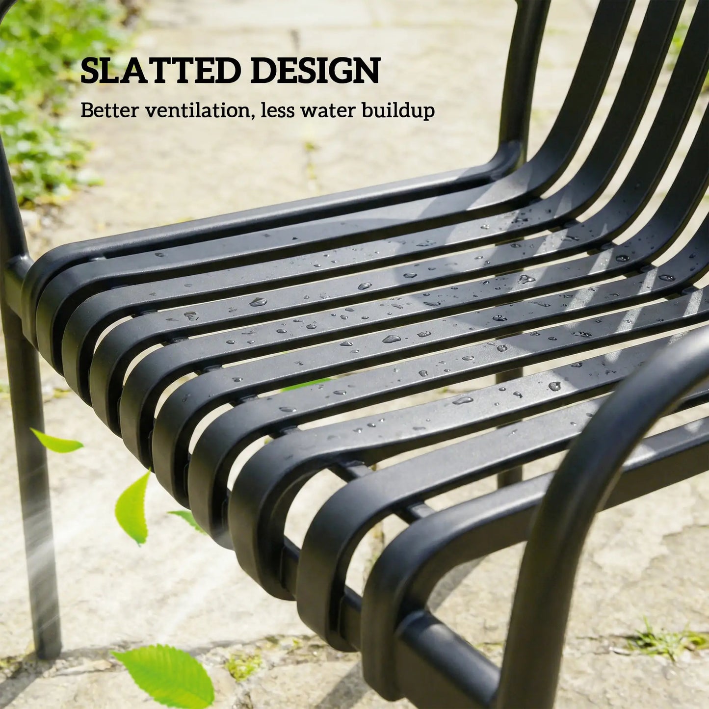 Stackable Patio Chairs Set of 4, Outdoor Dining, Black Patio Chairs at Gallery Canada
