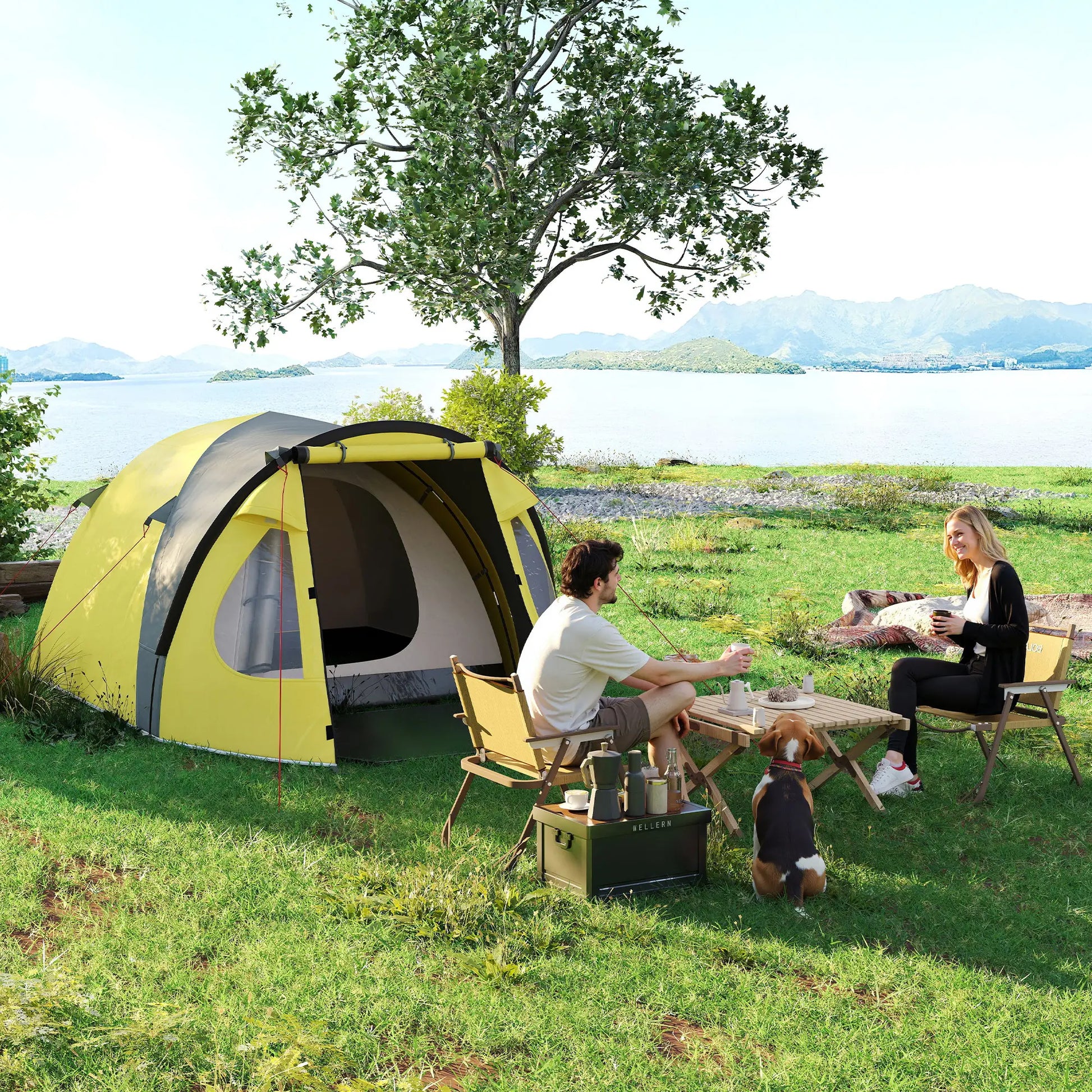 3-4 Person Camping Tent, Easy Setup, Waterproof, Sewn-in Groundsheet Camping Tents at Gallery Canada