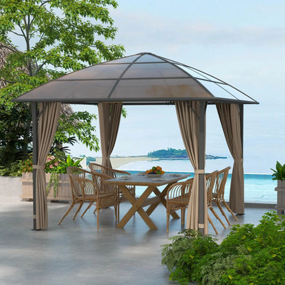 10' x 10' Outdoor Gazebo, UV60+ Polycarbonate Roof, Steel Frame, Khaki Gazebos at Gallery Canada