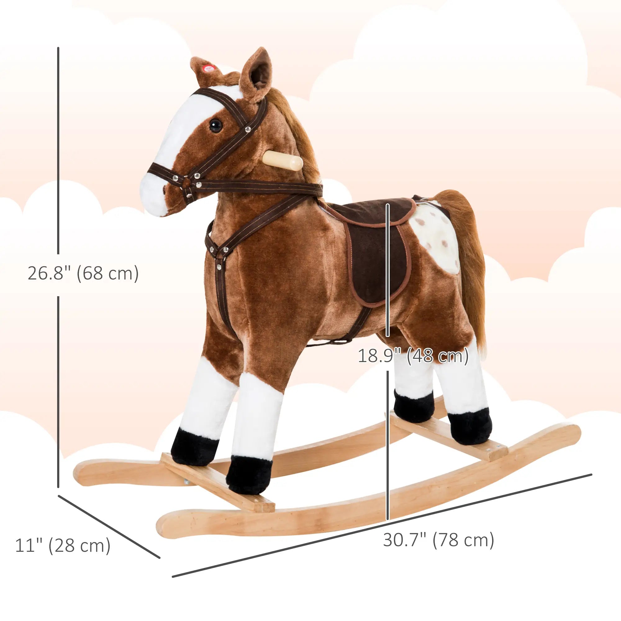 Baby Rocking Horse, Plush Animal Rocker, Ride on Toy, Realistic Sound, Brown Rocking Horses at Gallery Canada