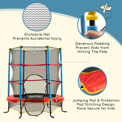 Kids Trampoline with Safety Net, Pad, Indoor Outdoor, Age 3-10, Multi-Coloured Trampolines at Gallery Canada