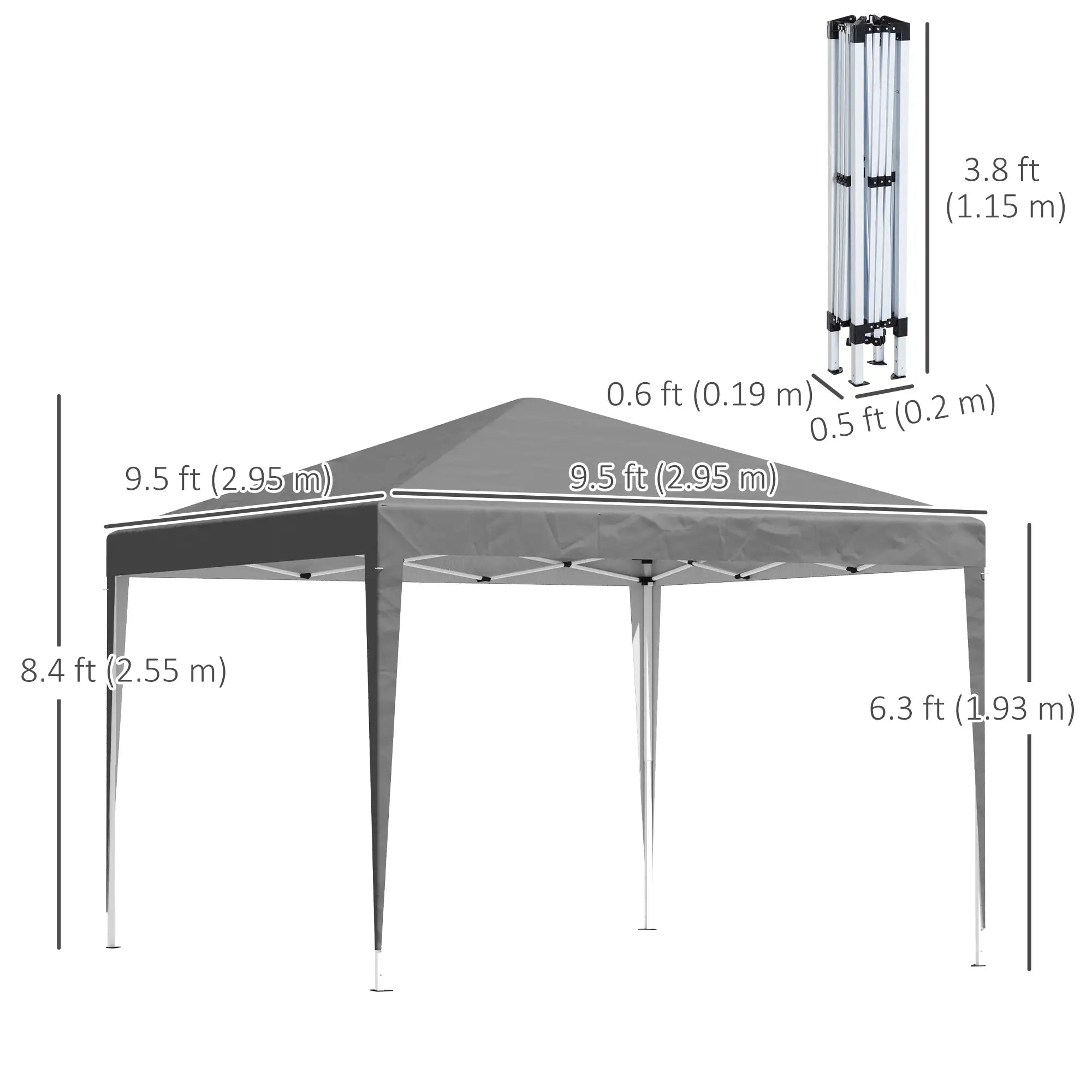 10 x 10ft Folding Pop Up Tent, Outdoor Gazebo Canopy, Grey Pop Up Canopies at Gallery Canada