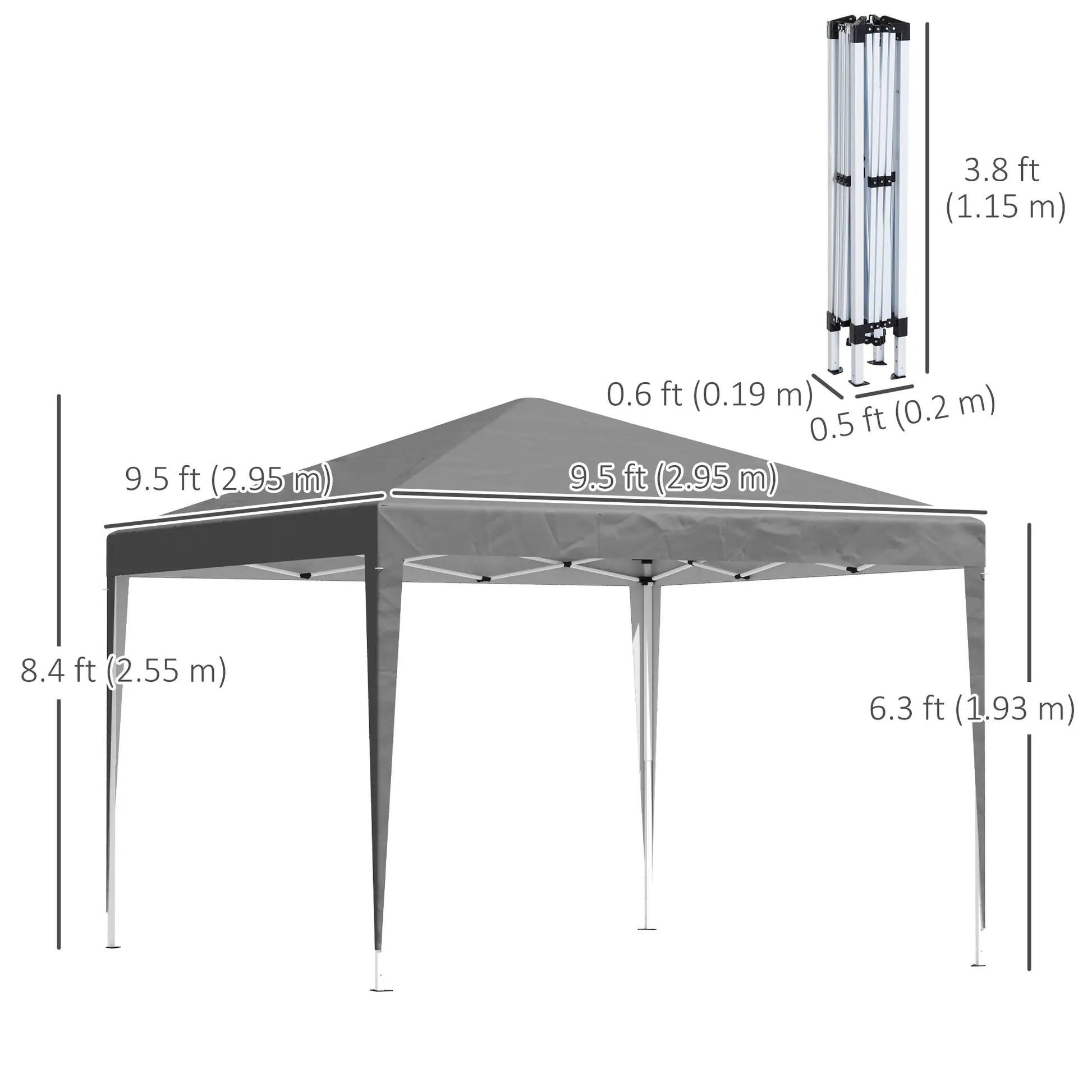 10 x 10ft Folding Pop Up Tent, Outdoor Gazebo Canopy, Grey Pop Up Canopies at Gallery Canada