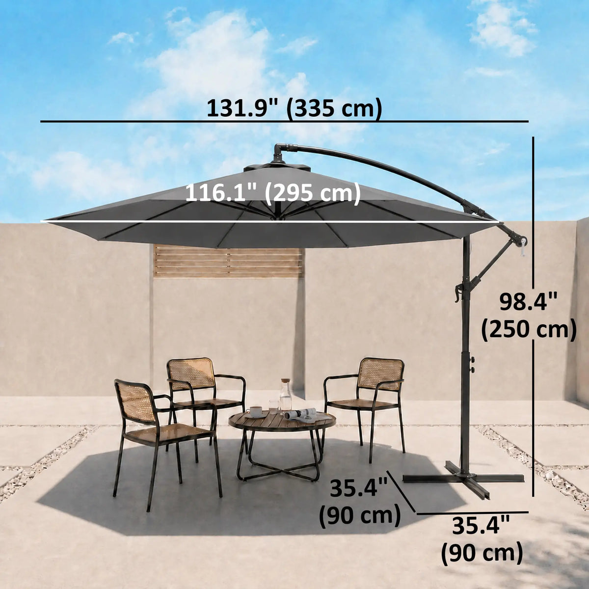 Deluxe Patio Umbrella, Φ10', Offset Sunshade, Crank, Grey Cantilever Umbrellas at Gallery Canada