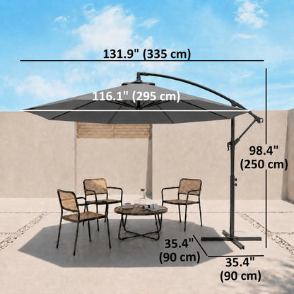 Deluxe Patio Umbrella, Φ10', Offset Sunshade, Crank, Grey Cantilever Umbrellas at Gallery Canada