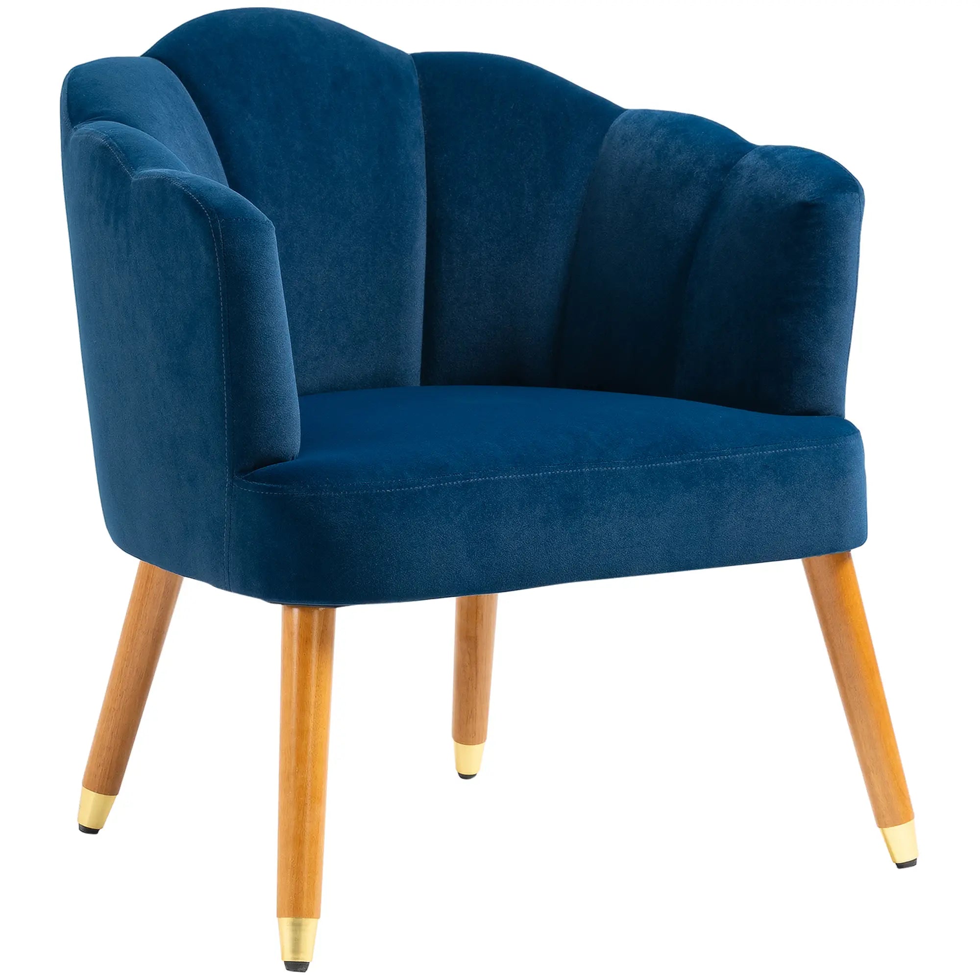 Modern Accent Chair, Upholstered Velvet Armchair with Wood Legs, Blue Accent Chairs at Gallery Canada