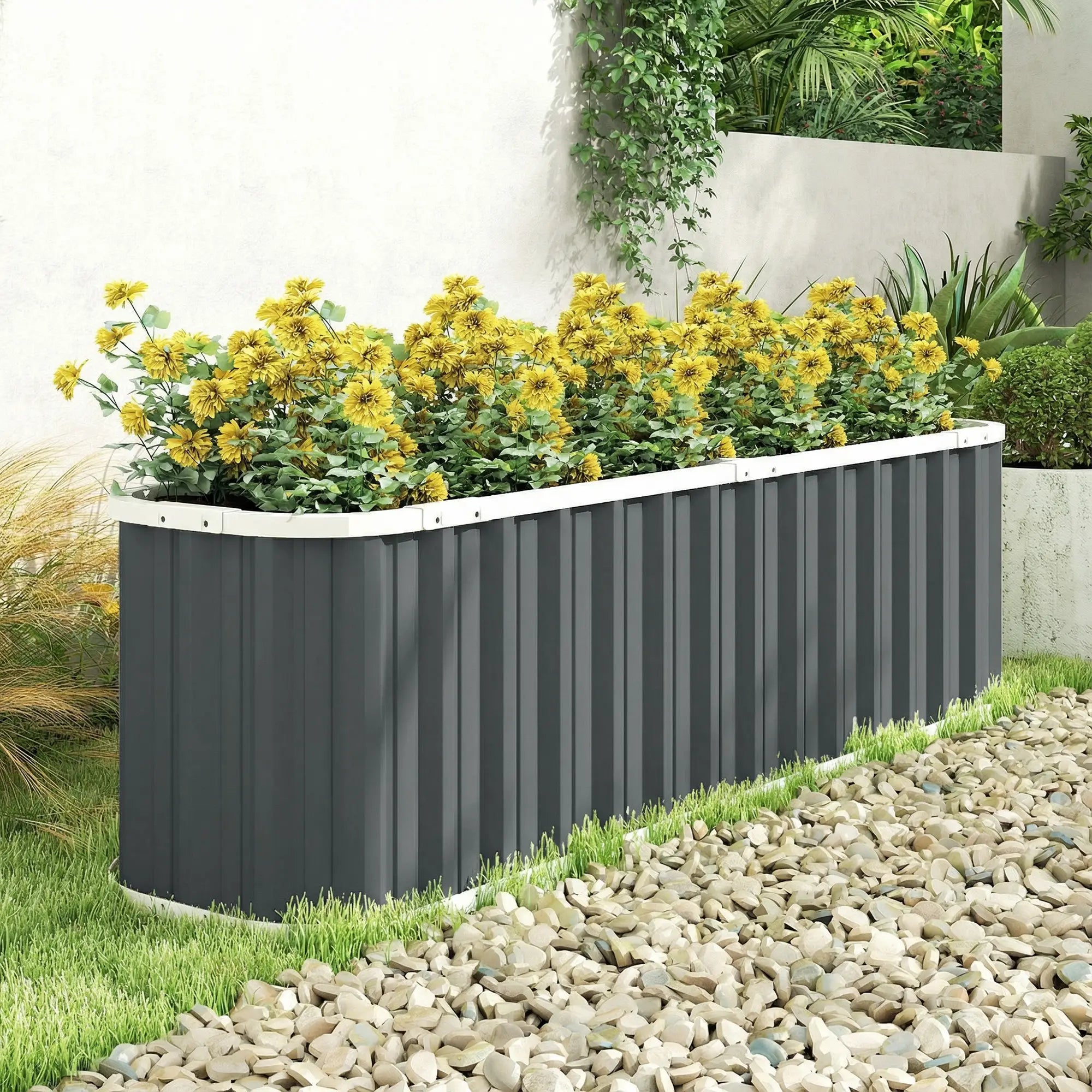 Galvanized Raised Garden Bed, Deep Rot Planter Box, 7' x 2' x 2', Dark Grey Galvanized Planter Boxes at Gallery Canada