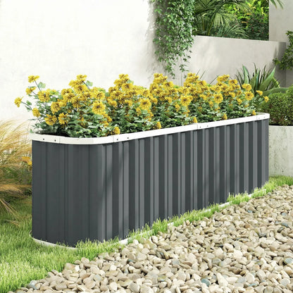Galvanized Raised Garden Bed, Deep Rot Planter Box, 7' x 2' x 2', Dark Grey Galvanized Planter Boxes at Gallery Canada