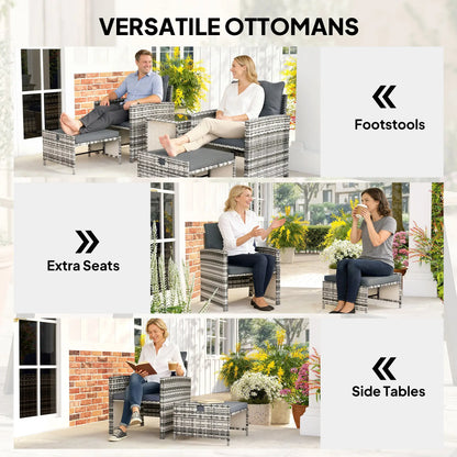 5 Piece Patio Furniture Set, Wicker Chairs, 2-Tier Glass Table, Grey/Dark Grey Patio Furniture Sets at Gallery Canada