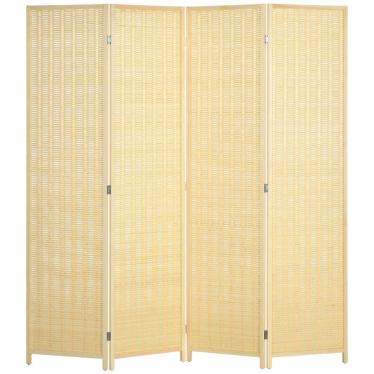 Woven Bamboo Room Divider, 4 Panel Folding Indoor Privacy Screens for Home Office, 71"x71"x0.6", Natural - Gallery Canada