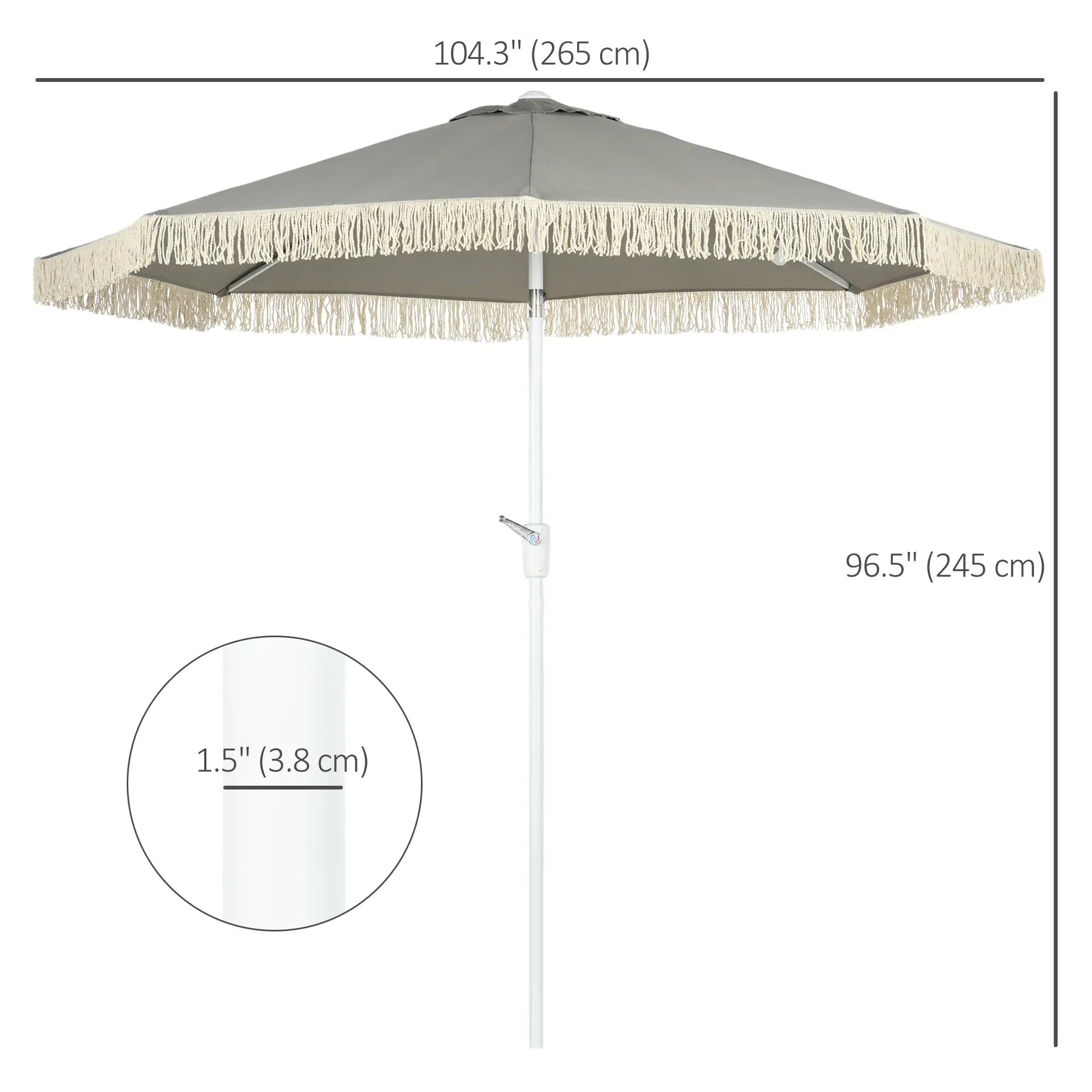 8.7 x 8.7 ft Outdoor Umbrella, Tilt Vent, Patio Parasol, Grey Sun Umbrellas at Gallery Canada