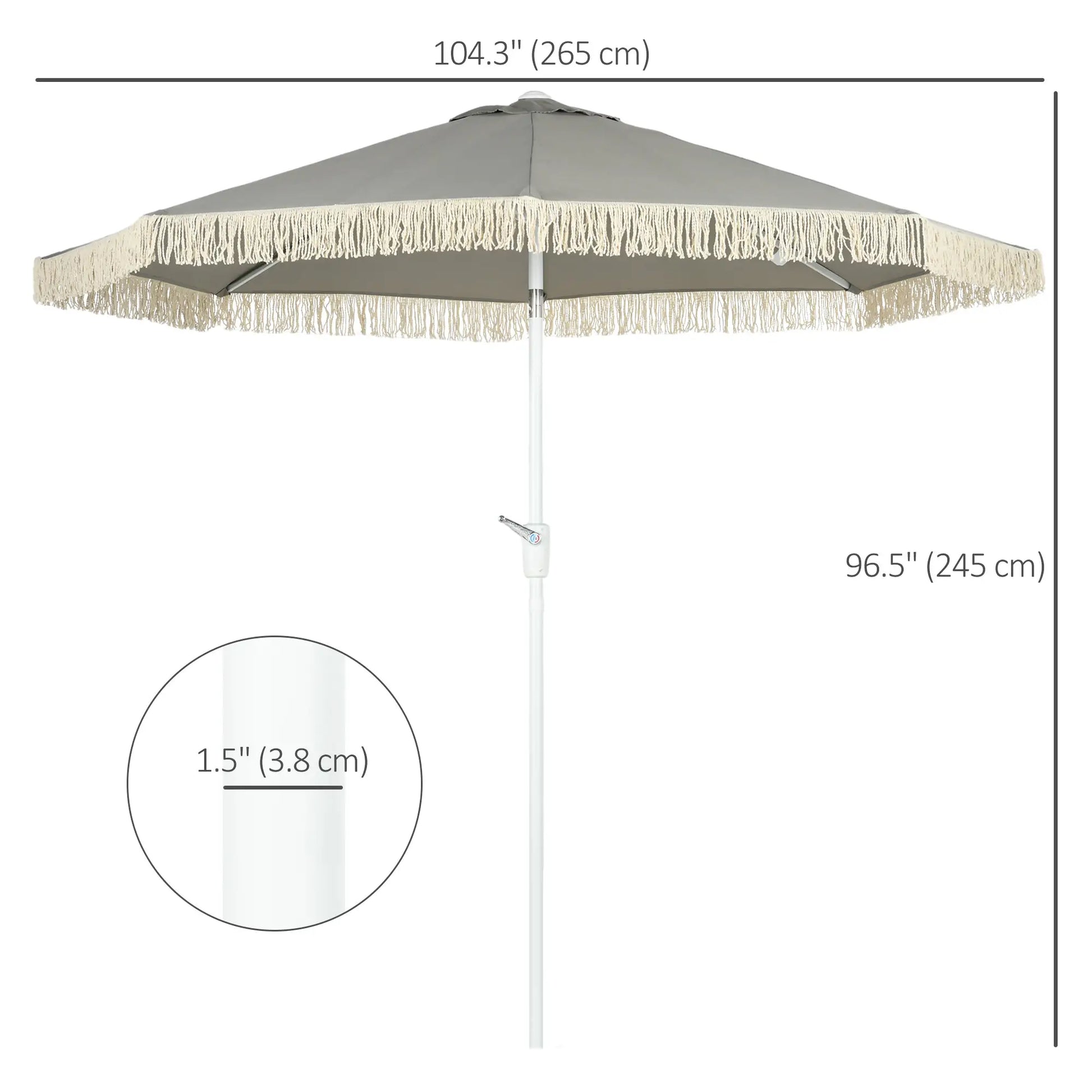 8.7 x 8.7 ft Outdoor Umbrella, Tilt Vent, Patio Parasol, Grey Sun Umbrellas at Gallery Canada