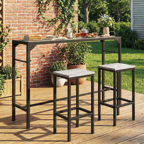 Outdoor Bar Table With Bottle Opener, Wood Grain Plastic Top, 55