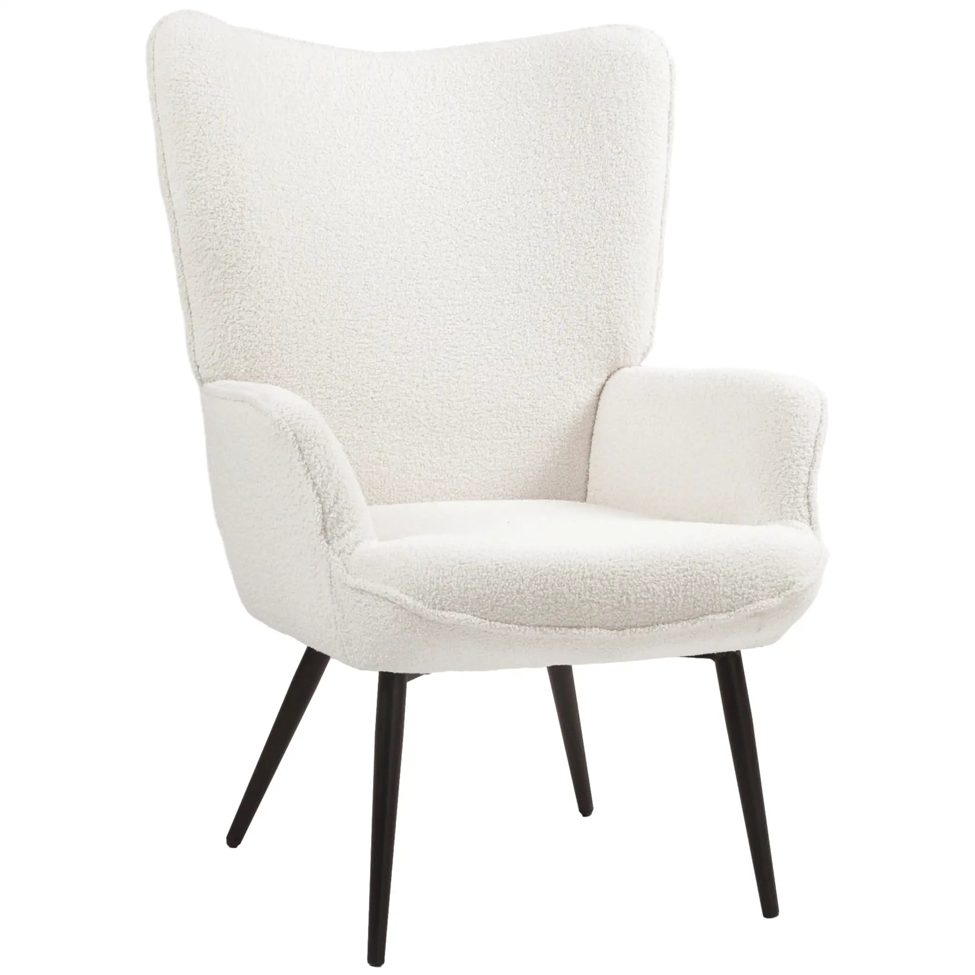 Sherpa Accent Chair, Upholstered Armchair, Fluffy Wingback, Cream White Accent Chairs at Gallery Canada