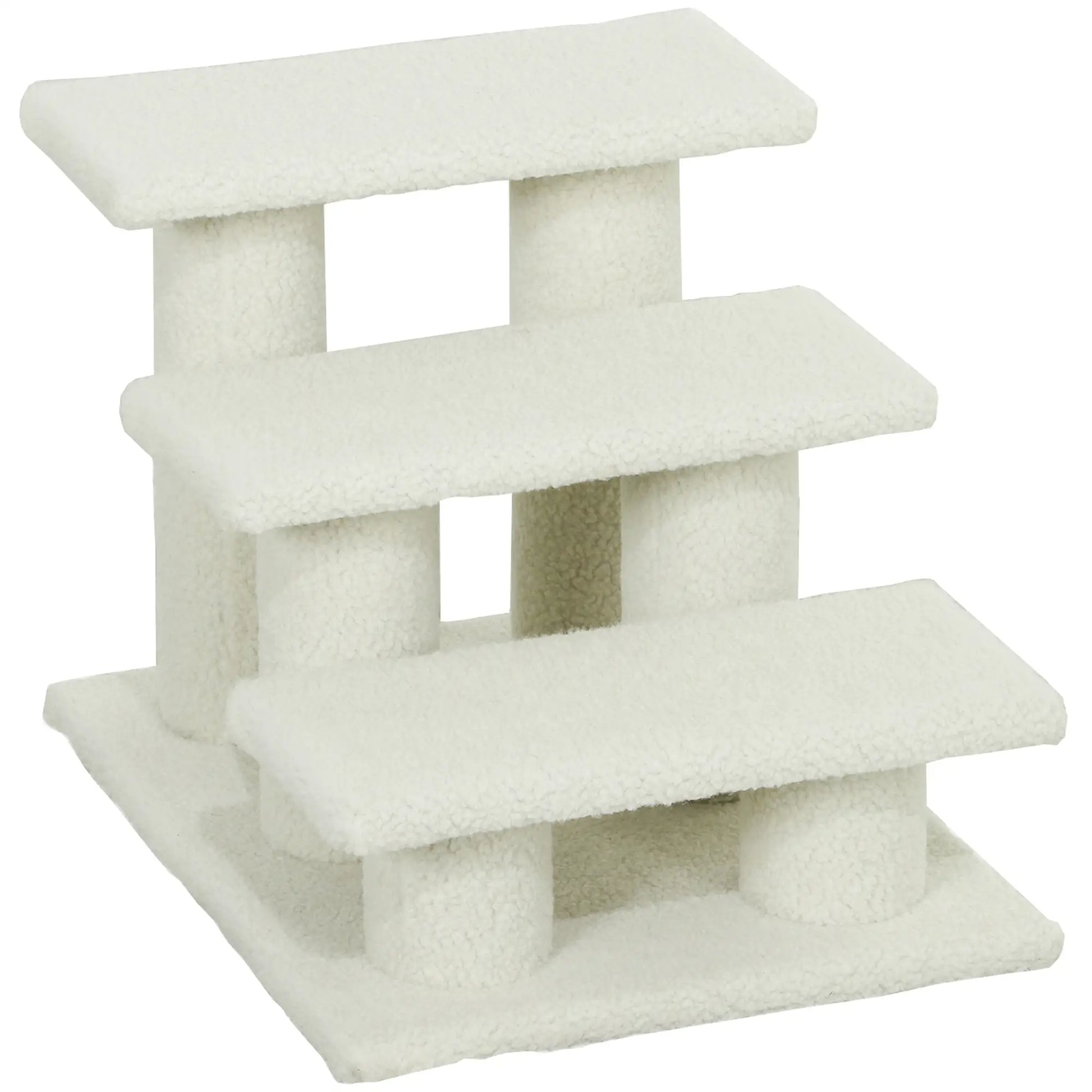 18" 3 Tier Pet Stairs, Dog Cat Step, Scratch Post, Beige Cat Trees Beige at Gallery Canada