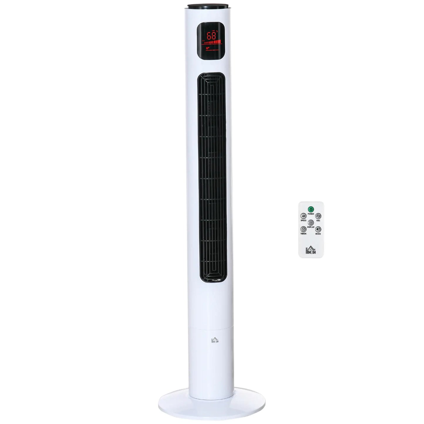 Freestanding Tower Fan, Oscillating, 3 Speed, 12h Timer, LED Panel, Remote, White Tower Fans White at Gallery Canada