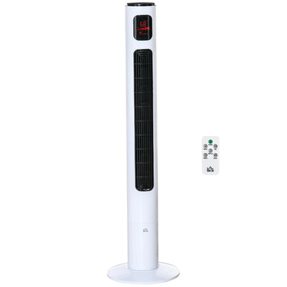 Freestanding Tower Fan, Oscillating, 3 Speed, 12h Timer, LED Panel, Remote, White Tower Fans White at Gallery Canada
