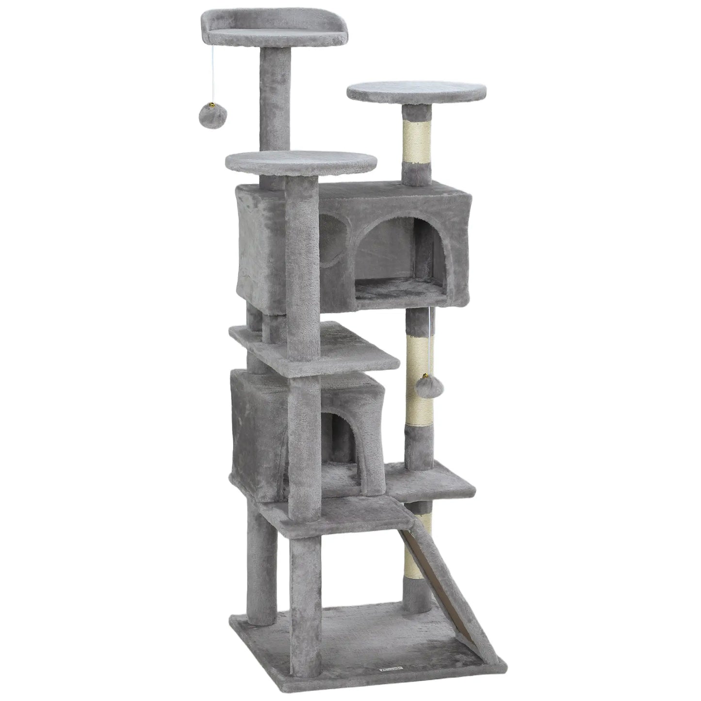 54 Cat Tree, Multi-Level Tower with Scratching Posts, Condos, Bed, Light Grey Cat Towers Light Grey, Cream White at Gallery Canada