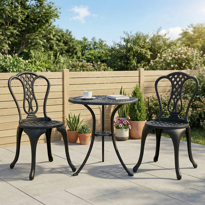 Antique Bistro Set, Cast Aluminum Patio Table & Chairs, Black Bistro Sets at Gallery Canada