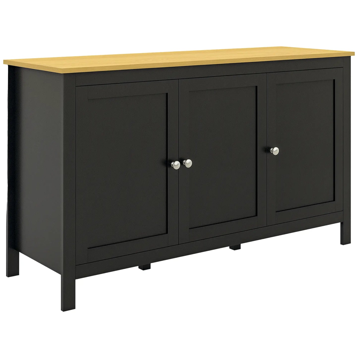 Sideboard, Buffet Cabinet with Doors, Adjustable Shelves, Natural, Black Kitchen Pantry Cabinets at Gallery Canada