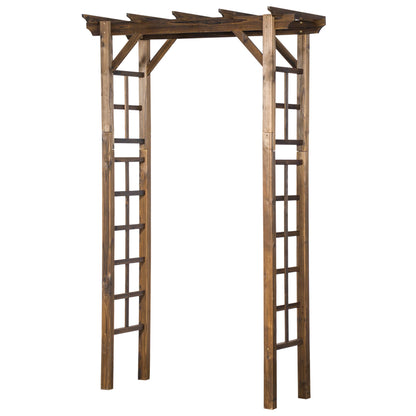 85" Wooden Garden Arbour, Arch Trellis for Climbing Vines, Carbonized Garden Arches at Gallery Canada