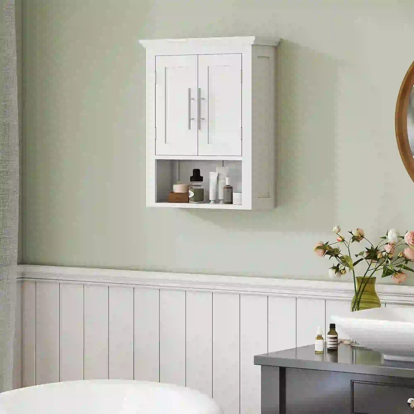 Bathroom Wall Cabinet, Medicine Cabinet with Shelf, White Wall Mounted Cabinets at Gallery Canada
