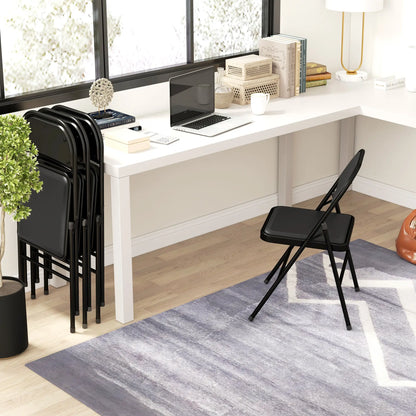 Set of 4 Metal Foldable Chairs, PU Leather Padded, Black Bar Stools at Gallery Canada