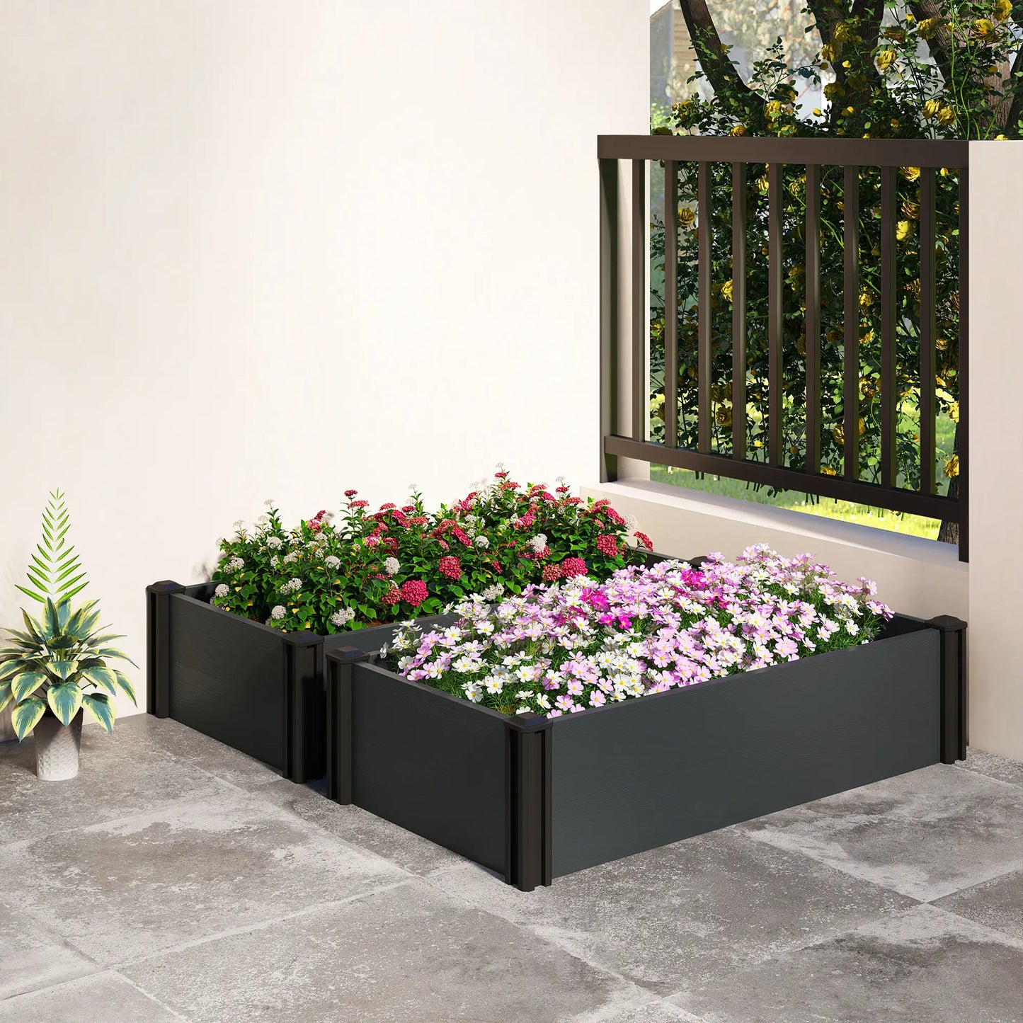 Vinyl Raised Garden Bed Kit, 2 Elevated Boxes, Open Bottom, Screwless Planter Wooden Planter Boxes at Gallery Canada