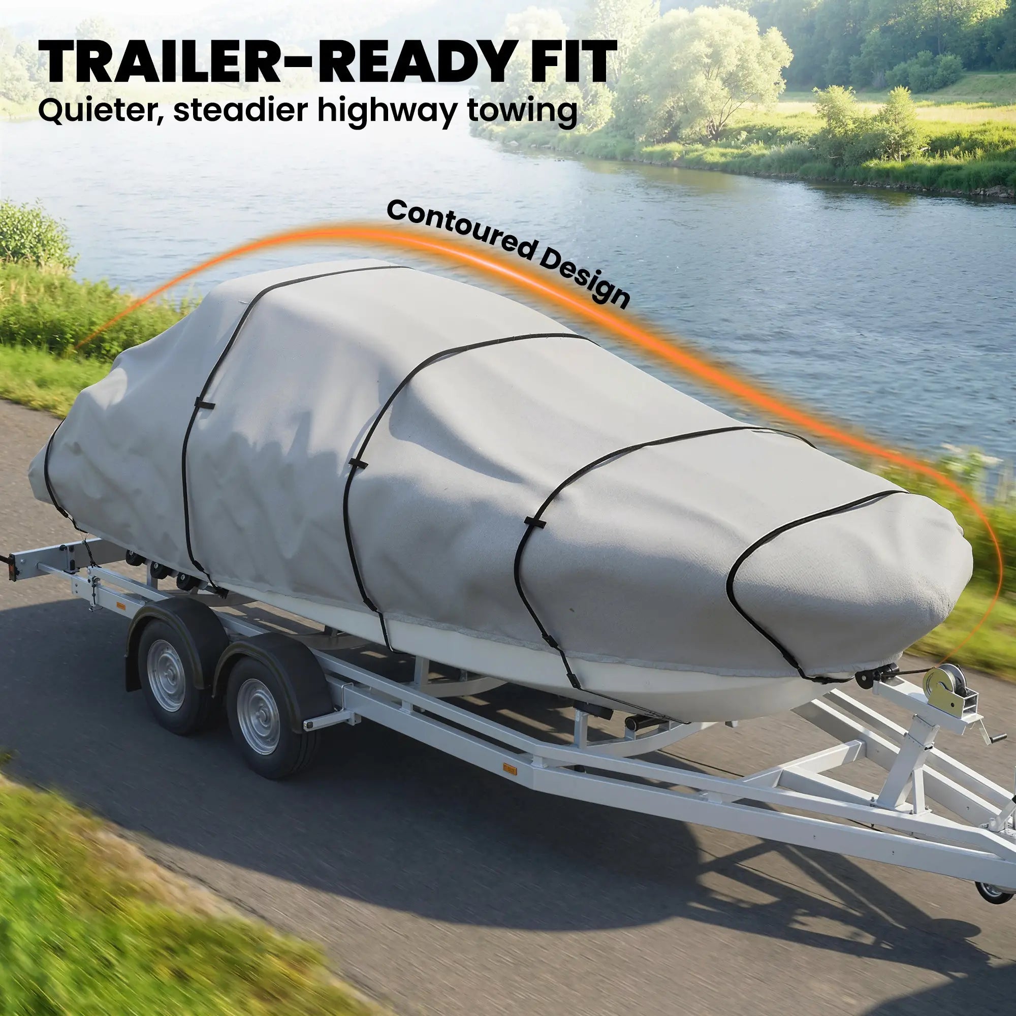 19-20 Ft Trailer Boat Cover, 3000mm Waterproof, Light Grey Water Sports & Boating Supplies at Gallery Canada
