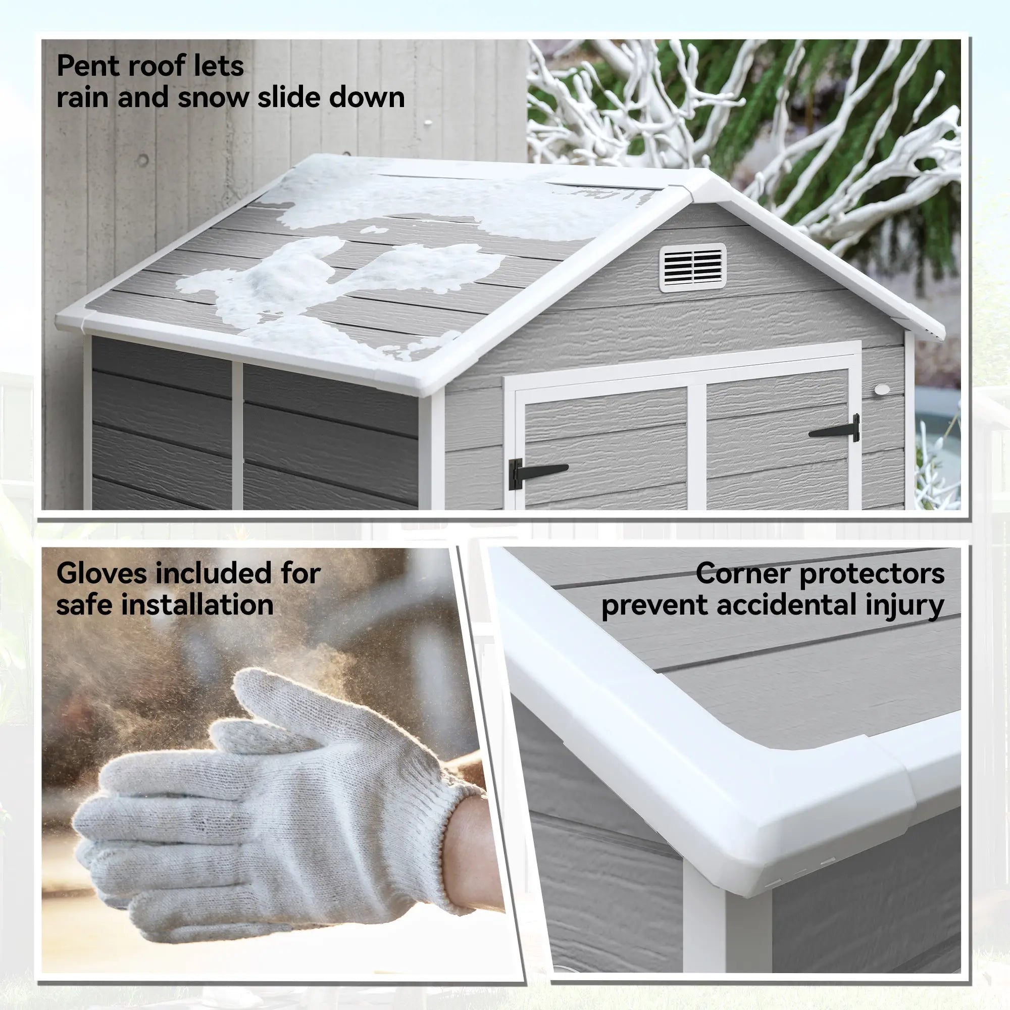 6' x 5' Plastic Outdoor Storage Shed, Garden Shed, Wood Effect Grey, Grey Sheds at Gallery Canada