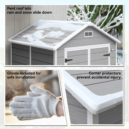 6' x 5' Plastic Outdoor Storage Shed, Garden Shed, Wood Effect Grey, Grey Sheds at Gallery Canada