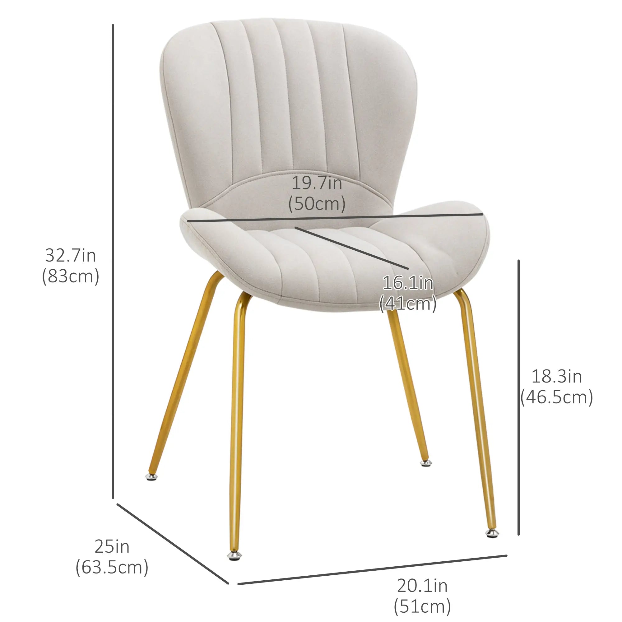 Modern Dining Chairs Set of 2, Cushioned Backrest, Cream White Bar Stools at Gallery Canada