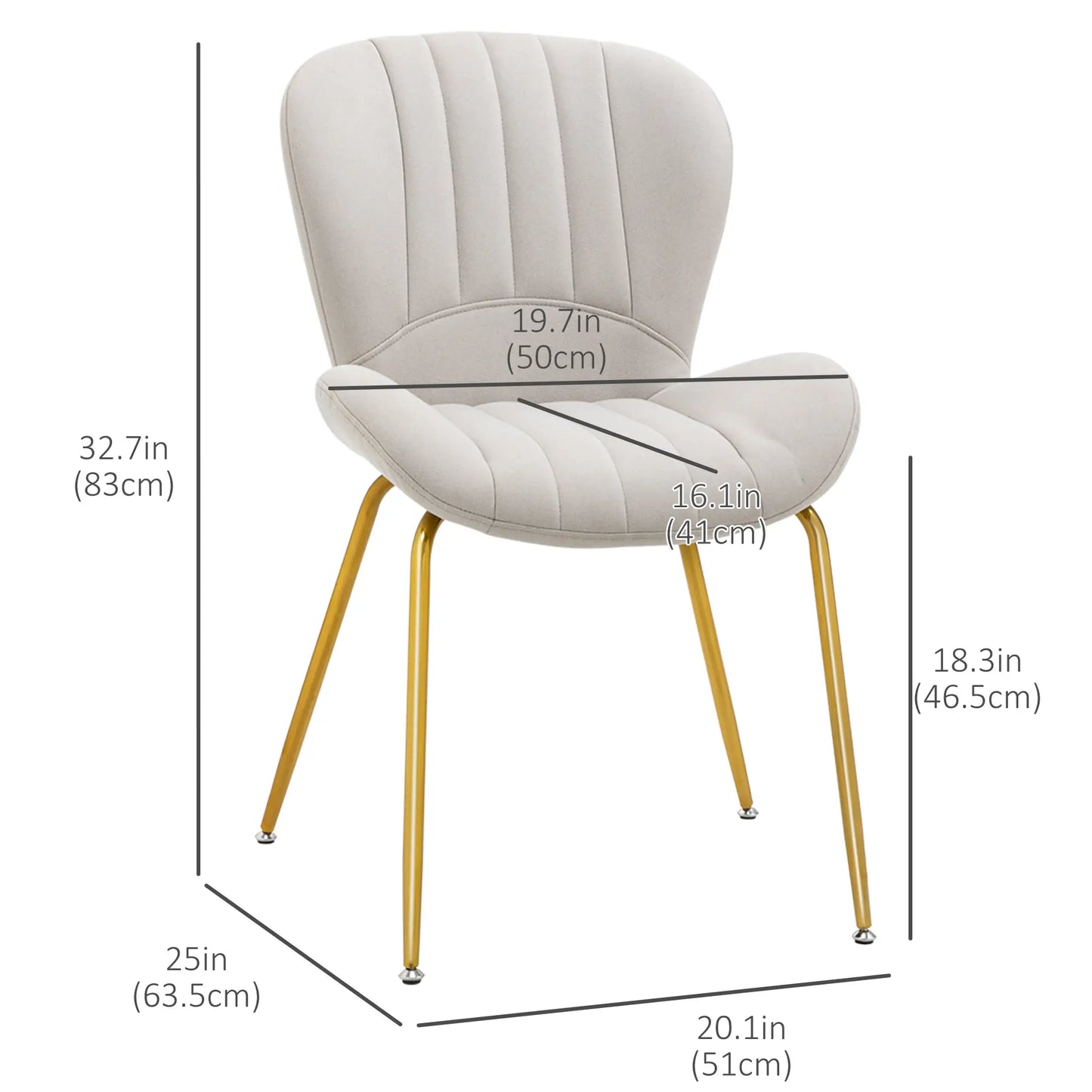 Modern Dining Chairs Set of 2, Cushioned Backrest, Cream White Bar Stools at Gallery Canada