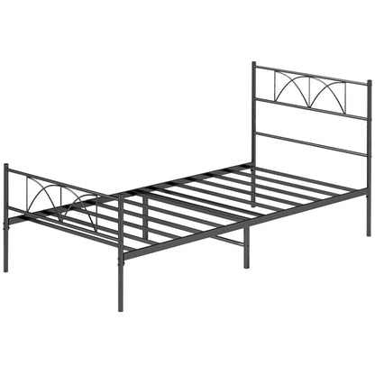 Metal Twin Bed Frame with Headboard, Steel Slat Support, Underbed Storage Bed Frames Black at Gallery Canada