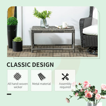 Patio Rattan End Table, Outdoor Side Table Mixed Grey, Grey Patio Side Tables at Gallery Canada