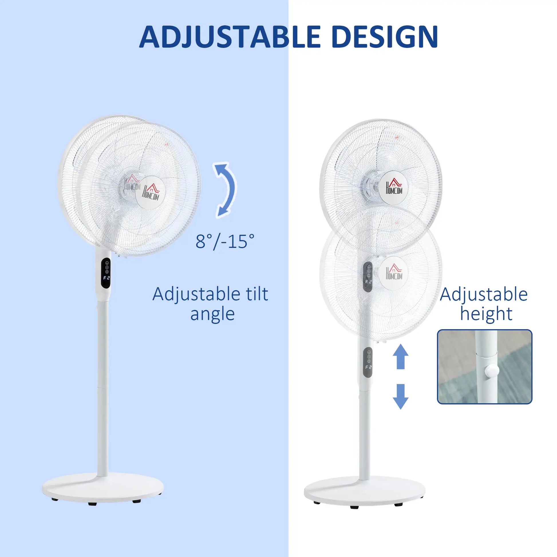 Floor Standing Fan with Remote, Oscillating, LED Screen, White Stand Fans at Gallery Canada