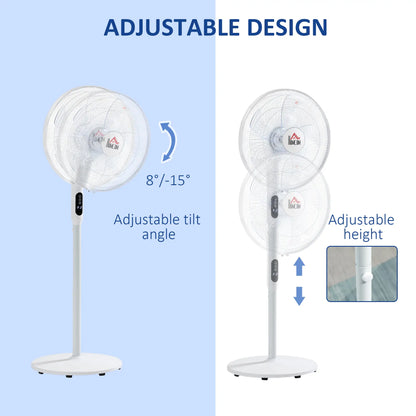 Floor Standing Fan with Remote, Oscillating, LED Screen, White Stand Fans at Gallery Canada