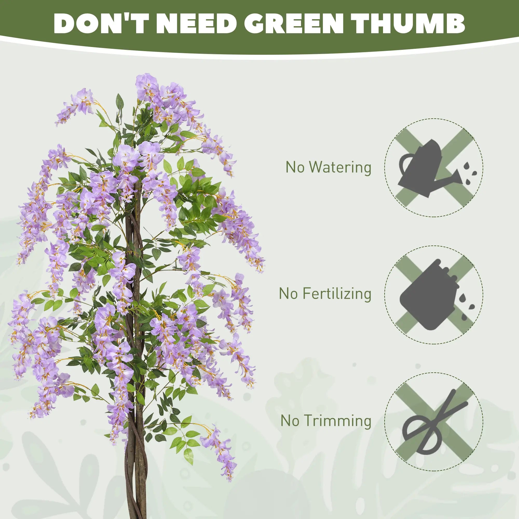 5.9FT Artificial Wisteria Tree, Natural Wood Trunk, Nursery Pot, Purple Artificial Trees at Gallery Canada