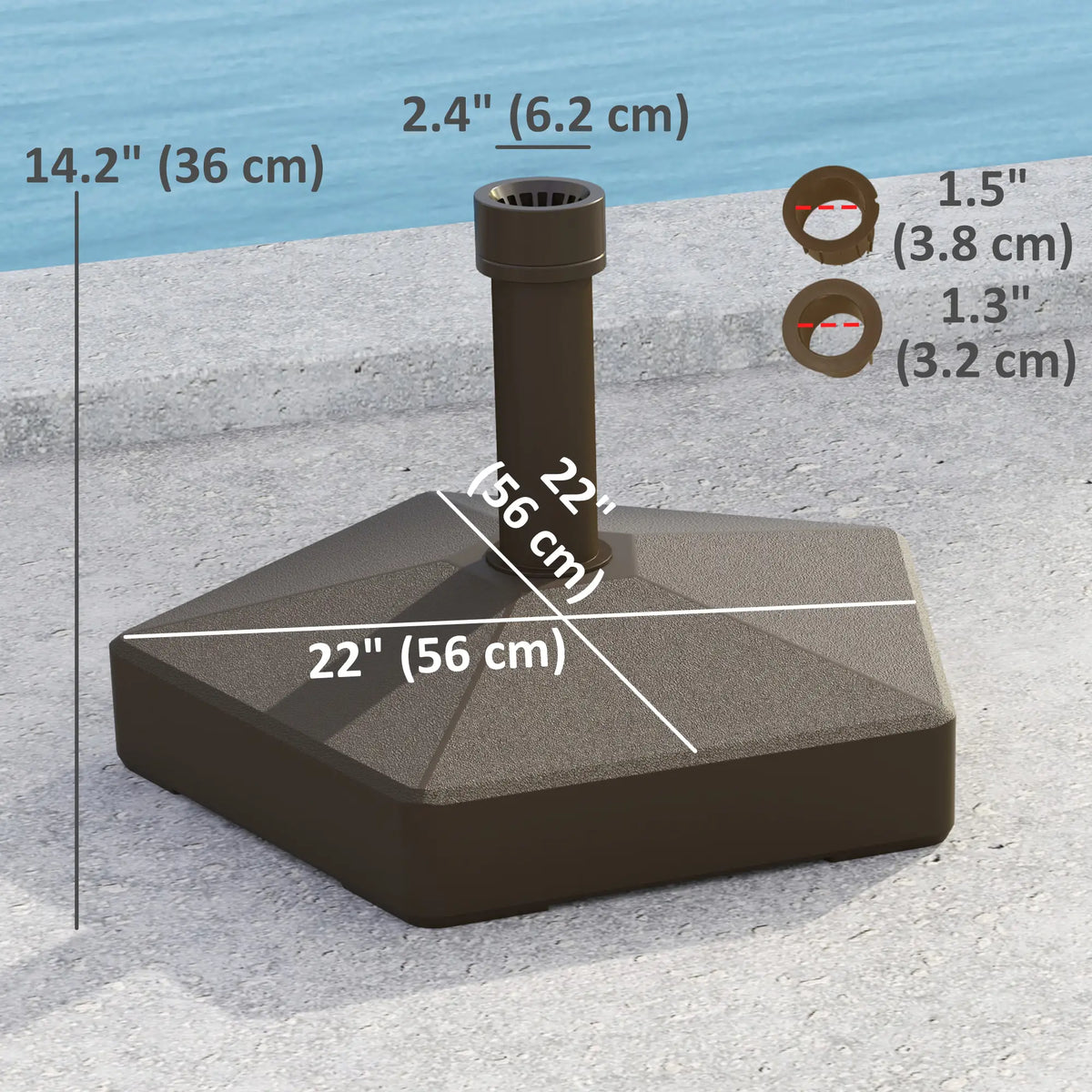 Heavy Duty Outdoor Umbrella Stand Base, Brown Umbrella Bases at Gallery Canada