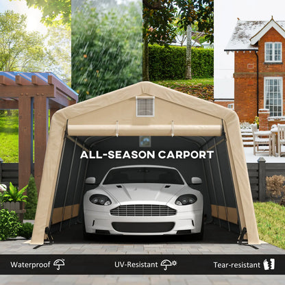 11' x 20' Portable Garage, Heavy Duty Carport Canopy, Khaki Car Shelters at Gallery Canada