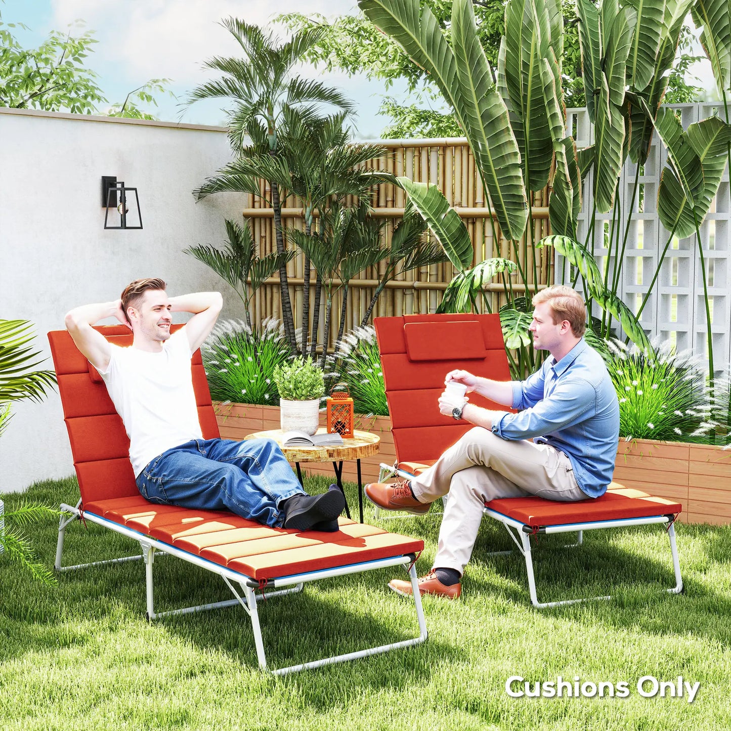 2PCs Patio Chaise Lounge Cushions, Foldable, UPF50+ 230gsm Olefin, 80" x 26", Wine Red Patio Chair Cushions at Gallery Canada