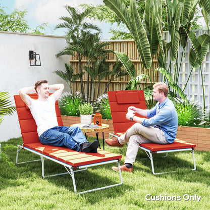 2PCs Patio Chaise Lounge Cushions, Foldable, UPF50+ 230gsm Olefin, 80" x 26", Wine Red Patio Chair Cushions at Gallery Canada