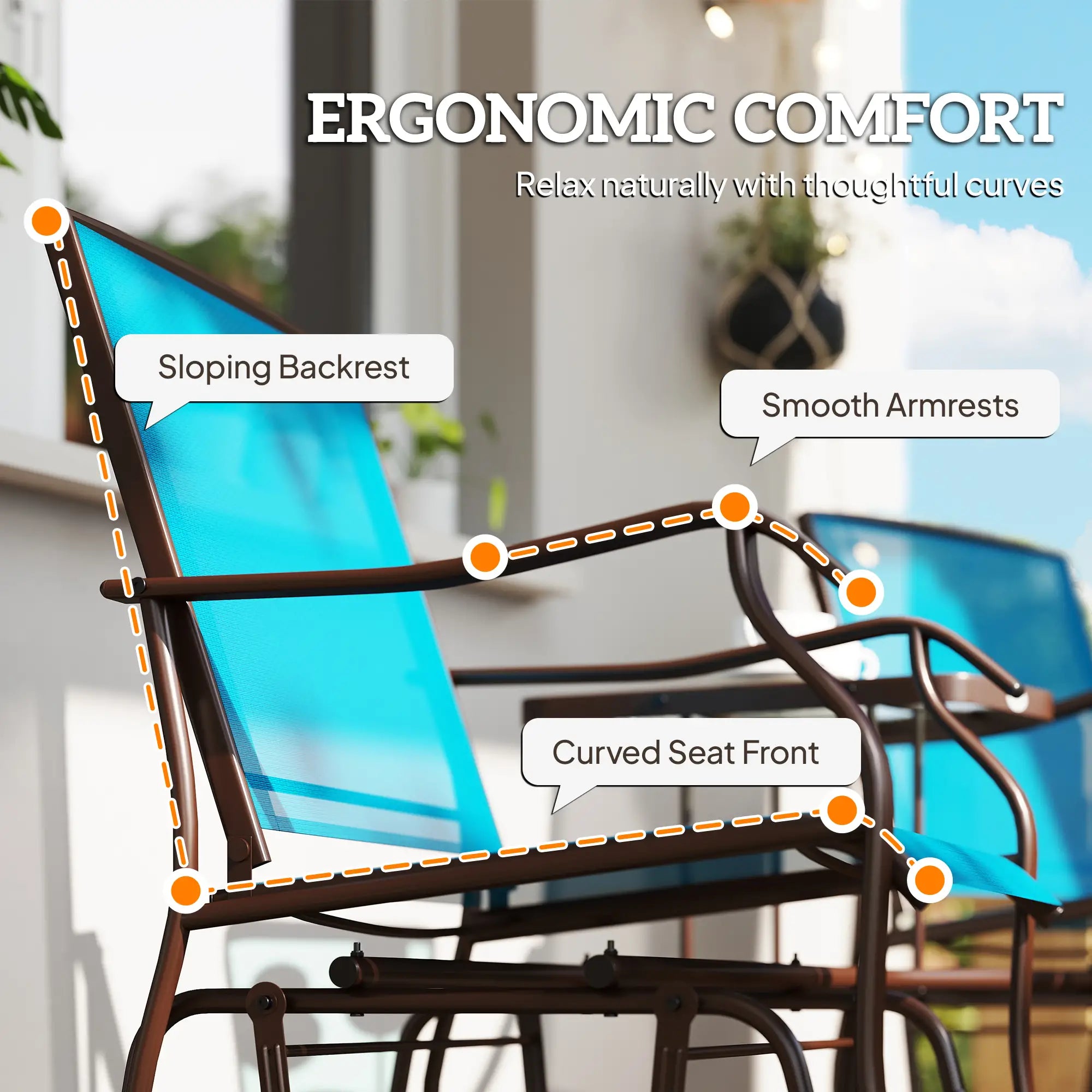 Outdoor Glider Chair With Table, 2-Seat Patio Loveseat, Blue Outdoor Gliders at Gallery Canada