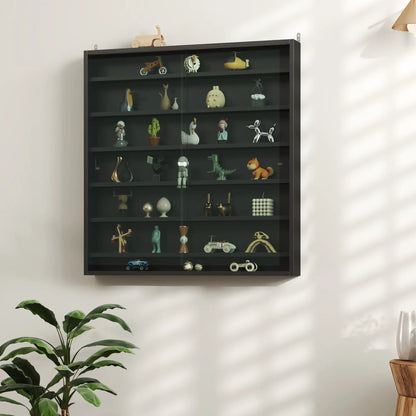 7-Tier Glass Display Cabinet, 2 Doors, 6 Adjustable Shelves, Black Display Bookshelves at Gallery Canada