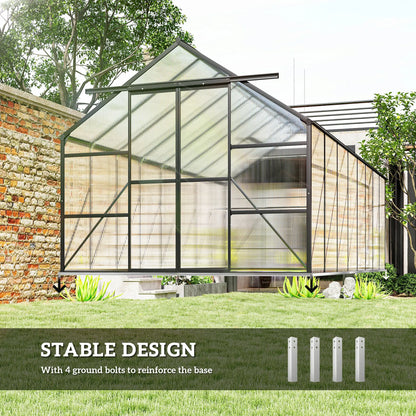 Aluminum Greenhouse Kit, Polycarbonate Walk-In, 16' x 8', Dark Grey Walk In Greenhouses at Gallery Canada