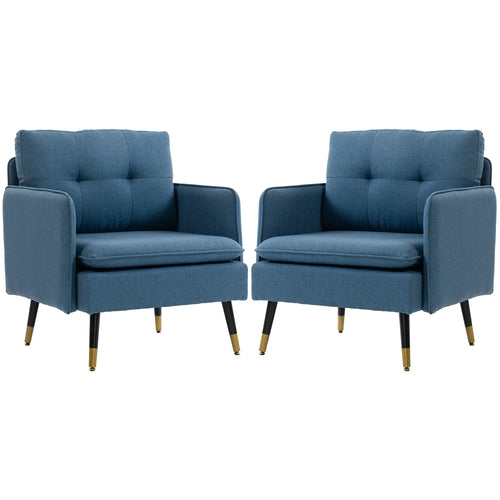 Accent Chairs Set of 2, Upholstered Armchairs with Tufted Back Cushion