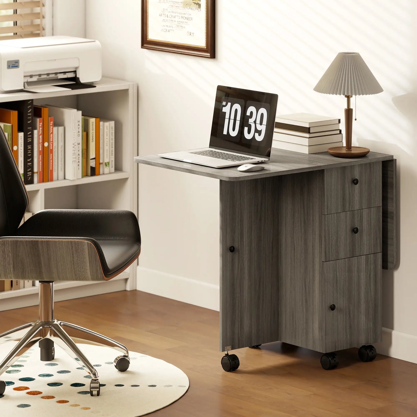 Foldable Dining Table, Rolling Kitchen Table with Storage, Grey Bar Tables & Dining Tables at Gallery Canada